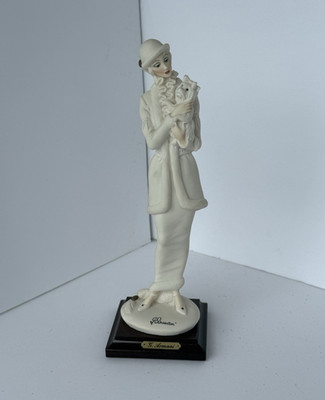 G. Armani 1987 White Florence Woman Figurine with Yorkie