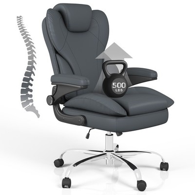 Leather Computer Chair with Ergonomic Back Support, Big and Tall Office Chair