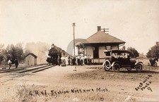 Railroad G. R. & I. Depot Nottawa MI Michigan #1 RPPC Photo Postcard COPY