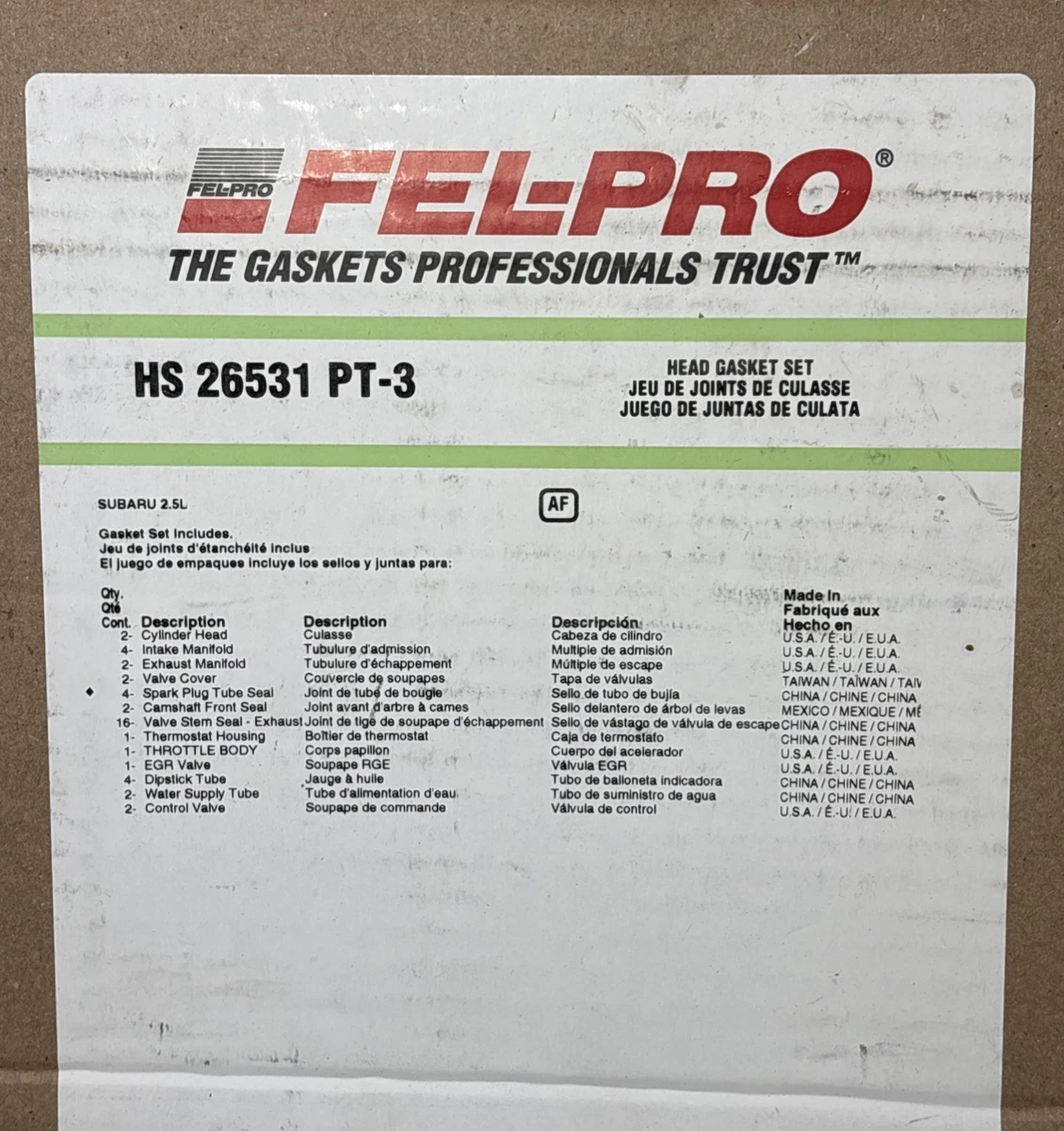 Fel-Pro HS26531PT-3 Cylinder Head Gasket Set For Subaru 2.5L photo 5