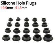 Black Round With Hole Silicone Seal Hole Plugs Blanking End Caps 19.5mm 51.3mm