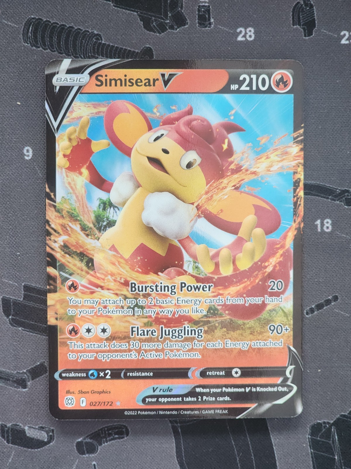 Holo Simisear V 027/172 Ultra Rare Brilliant Stars Pokemon TCG
