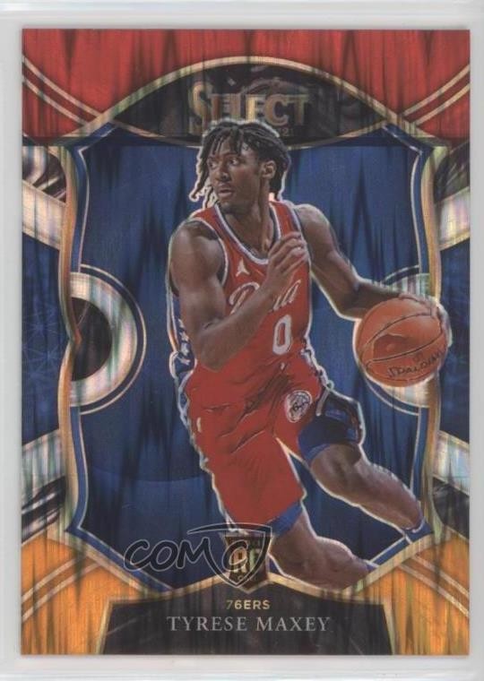 2020 Panini Select Concourse Red White Orange Flash Prizm Tyrese Maxey #81 1u6