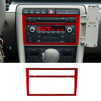 Red Carbon Fiber Interior Climate Control Cover Trim For Audi A4 S4 2005-2006