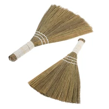 2 Pcs Grass Broom for Hardwood Floors Miniature Whisk Table Small Hand