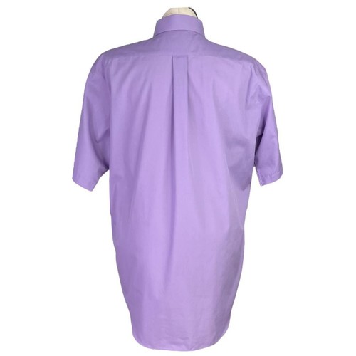 Stafford Essentials Shirt Men 17.5 Purple Short Sleeve Pocket Classic Fit - Picture 4 of 6