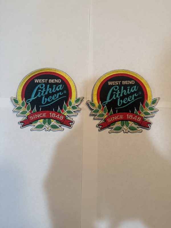 2 Unique West Bend Lithia Beer Since 1848 Patches