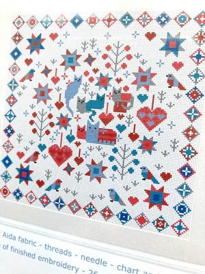 Gezähltes Kreuzstich-Set KATZE & KÄTZCHEN Folk SAMPLER Aida 14 Riverdrift House