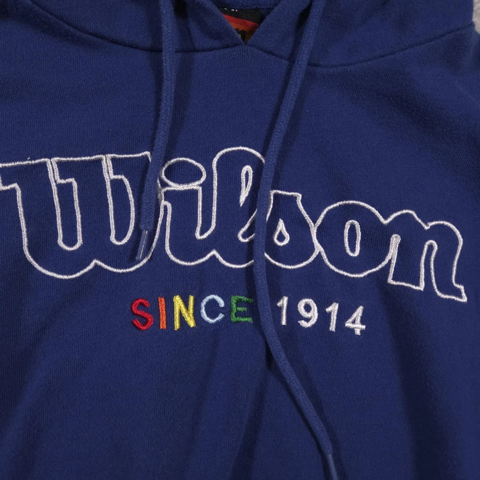 Sudadera con Capucha Wilson Para Mujer Grande Azul Recortada Bordada Desde 1914 Sudadera Logo Foto 4 de 4