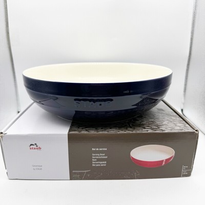 Staub Ceramic 11.5-inch Shallow Serving Bowl Dark Blue