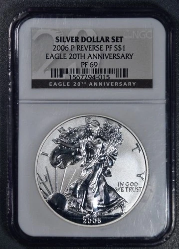 2006-P AMERICAN SILVER EAGLE Rev PROOF 20th Anniversary SET NGC PF 69 A5517