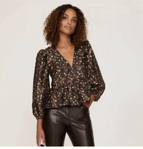 NWT Baum Und Pferdgarten Mallow Blouse Cheetah Garden Print Women’s EU 38, US 6