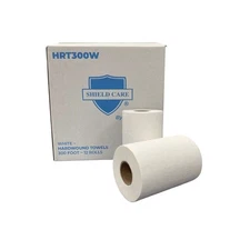 7.87" x 300' White Paper Towel Roll 1 Ply 2" Core  12 Rolls/Case  2 Cases