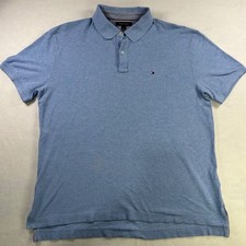 Tommy Hilfiger Mens Blue Pique Cotton Short Sleeve Polo Shirt Classic Fit L