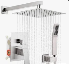 Qomolangma 10 inch Rain Shower System Bathroom Shower Faucet Set Stainless St...