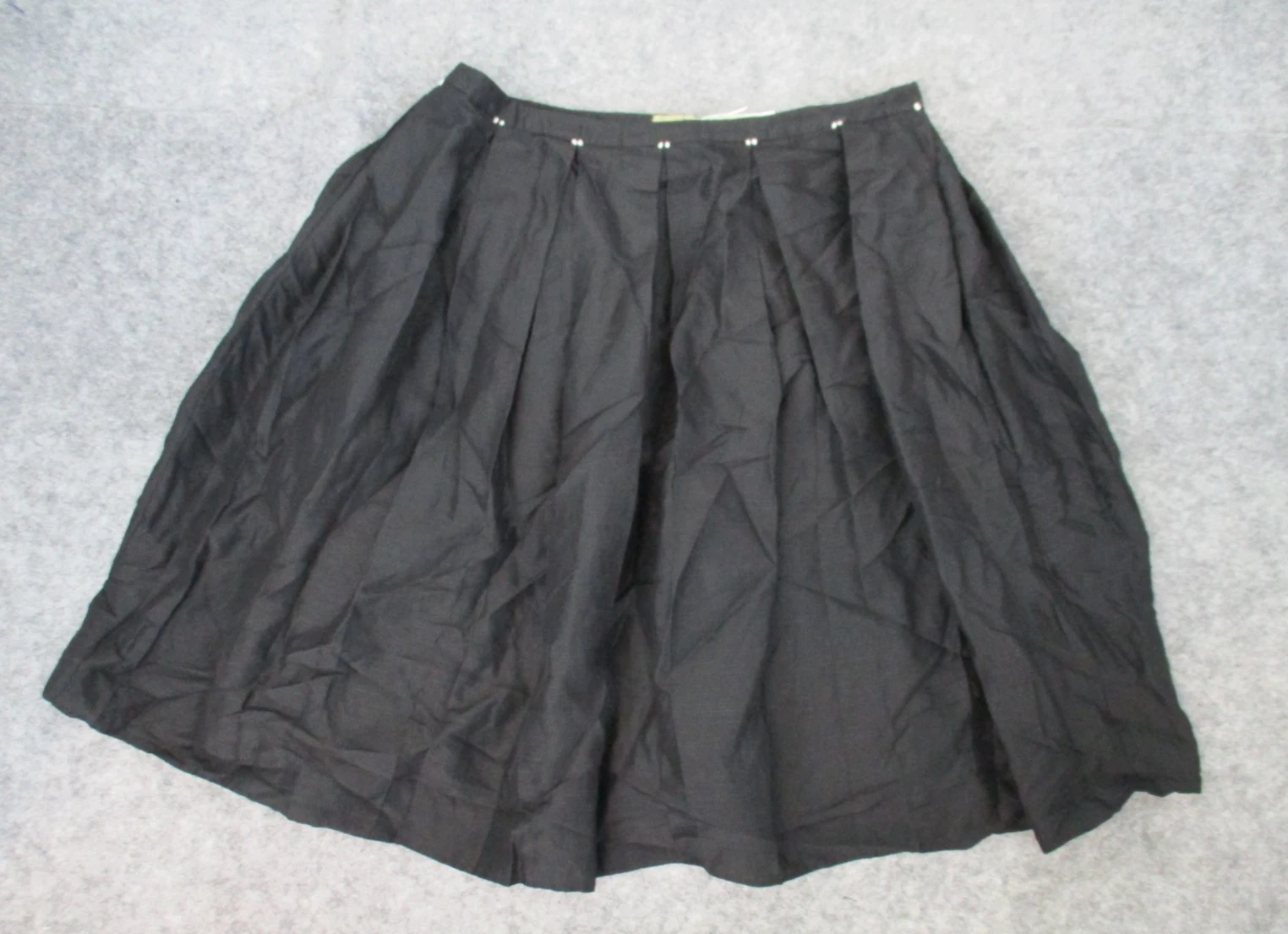 Max Studio Special Edition Silk Linen Pleated Black Skirt Womens Size 2