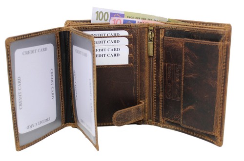 RFID Geldbörse Herren Echt Leder Portemonnaie Portmonee Geldbeutel Vintage braun - Bild 4 von 21