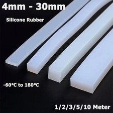 4mm-30mm Solid Silicone Rubber Strip Sealing Square Strip Heat Resistant White