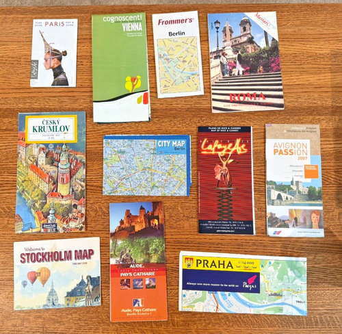 Vintage Lot of 11 European City Maps