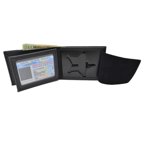 Perfect Fit Florida Sheriff 5 PT Star Badge Wallet Bifold Credit Card Holder - Picture 1 of 9
