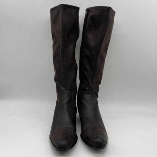 Alfani Women's Brown Leather Round Toe Side Zip Knee High Riding Boots Size 6M - Picture 3 of 7