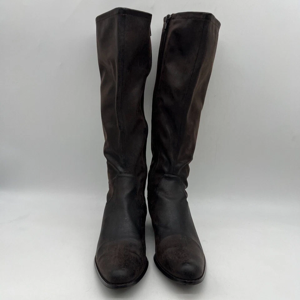 Alfani Women's Brown Leather Round Toe Side Zip Knee High Riding Boots Size 6M - Image 3 of 4