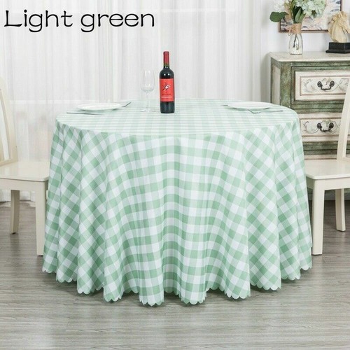 Checked Round Tablecloth Dustproof Wedding Dinning Table Cover Polyester Country - Picture 14 of 20