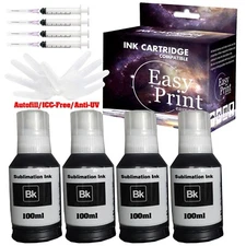 4-Pack Sublimation Ink Black for Ecotank Inkjet Printer for ET-2720 ET-16650