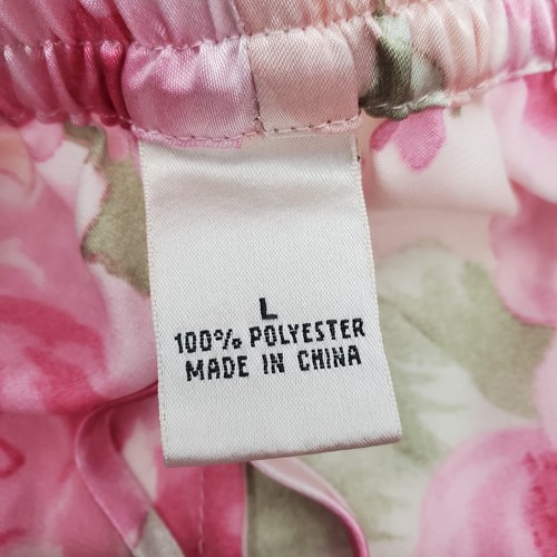 Belk Wide Leg Cropped Pajama Lounge Pants Women's Size Large Pink Floral Satin - Picture 22 of 24
