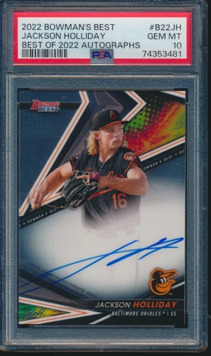 PSA 10 JACKSON HOLLIDAY AUTO 1st 2022 Bowman's Best Autograph Rookie RC GEM MINT