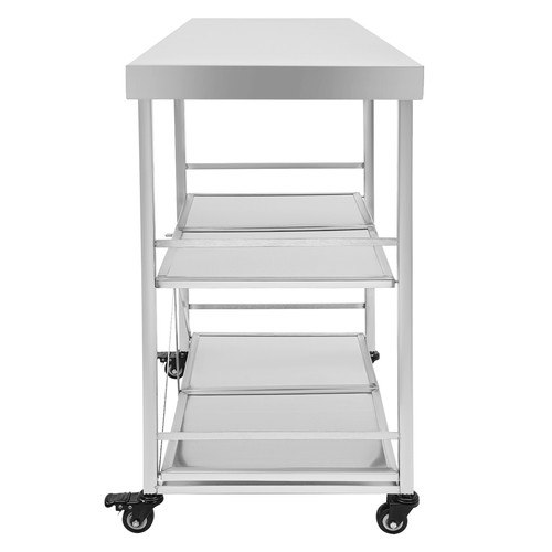 Carrello da Cucina 3 Livelli Inox Pieghevole Servizio Utilità Stoccaggio Carrello con Ruote - Foto 14 di 18