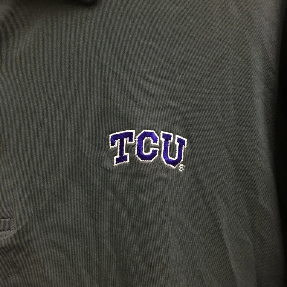 Peter Millar Summer Comfort TCU Horned Frogs Polo Shirt 2XL Gray Stretch Mens - Image 3 of 4