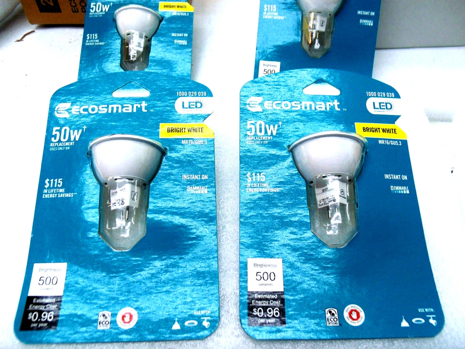 4 x Ecosmart 50W Equivalent Bright White (3000K) MR16 LED Flood DIMMABLE 500 Lum - Image 2 of 4