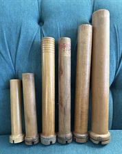 Lot of 6 Wood Bobbins Candle Holders Vintage Factory Reclaimed Industrial 7"-16"