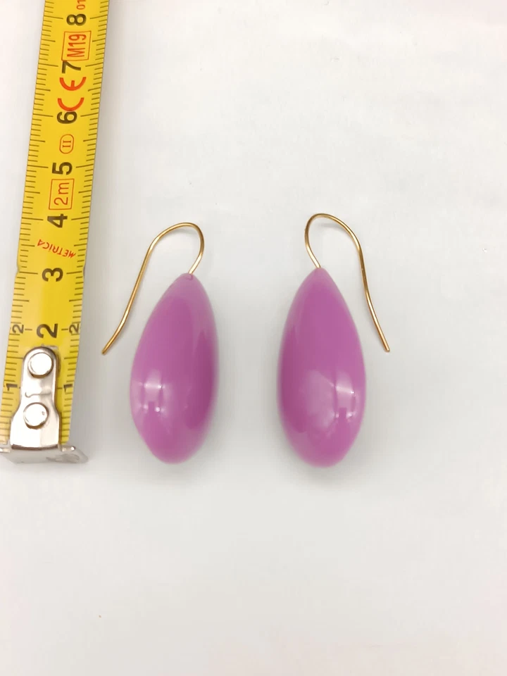 Orecchini donna pendenti goccia viola ametista monachella argento 925 - Immagine 4 di 4