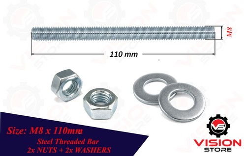 M6 M8 STEEL THREADED BAR + 2x NUTS + 2x WASHERS THREADED METRIC BAR STUDDING ROD - Picture 52 of 58