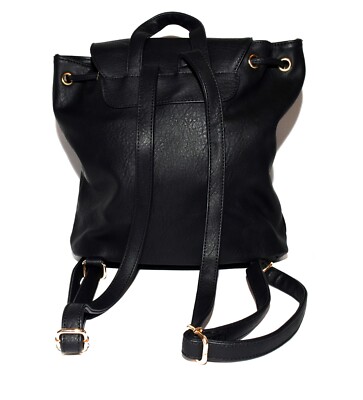 black leather zip top backpack with tassel Mellow World Black Faux Leather Backpack Tassel Drawstring Top Snap Flap  Closure