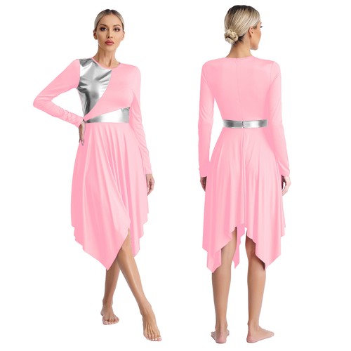 Women Liturgical Praise Dance Dress Metallic Color Block Worship Tunic AU - Picture 41 of 50