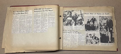 Vintage Distressed Hand Cut Apollo Moon Landing Original Newspaper Scrapbook - Picture 4 of 11