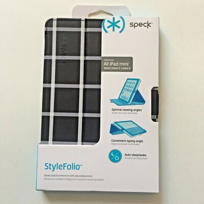 Speck Stylefolio iPad Mini 1/2 /3 Case With Adjustable Stand Black / White Bx-72