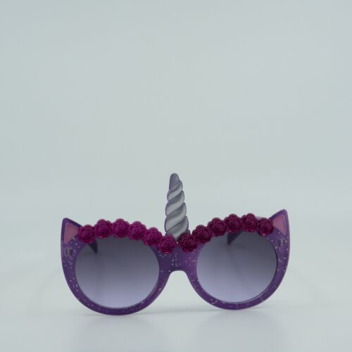 Magical Unicorn Round with Unicorn Horn, Cat Eye Kids Sunglasses - 第 1/7 張圖片