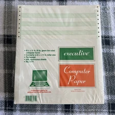 Executive Computer Paper 200 Sheets 20 Lb Bond Continuous Form Sheet Ruled *