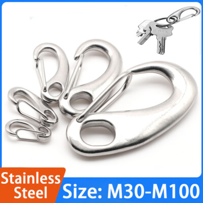Key Buckle Snap Spring Clip Hook Backpack Carabiner 304 Stainless Steel M30-M100