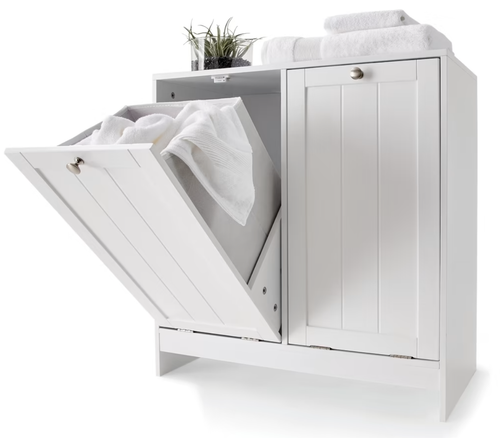 Double Door White Laundry Cabinet Tilt-out Laundry Hamper Storage Cabinet (NEW) - Picture 2 of 7