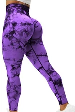 leggings size Large Purple Scrunch Bum High Rise butt lift Full Length