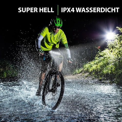 Fahrradlicht 2600 Lumens USB C Ladeanschluss 5 LEDs 3-Lichtmodi Fahrradlampe Vor - Bild 5 von 7