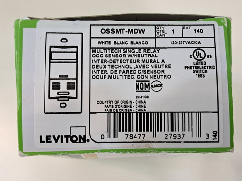 LEVITON® OSSMT-MDW SENSOR OCCUPANCY 120/230/277/347VAC WALL - Picture 7 of 7