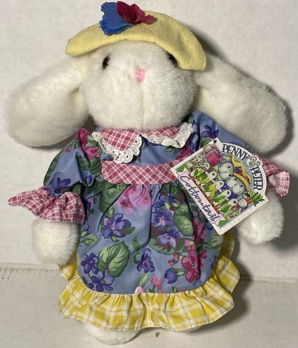 Penny & Peter Cottontail Easter Bunny Rabbit Plush Floral Vtg 1996 Toys R Us Tag - Picture 2 of 5