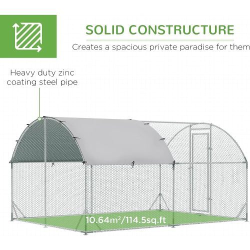 2Rooms Big Size Metal Chicken Coop Upgrade Oxford Cloth Waterproof Uv Protection - Picture 13 of 16
