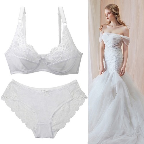 Sujetador y Pantias para Mujer Set Lencería Sexy Satén Sujetador con Alambre Sujetador Set A/B/CDD - Imagen 7 de 13